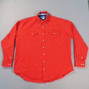 Texas Cotton Shirt Mens Extra Large Red USA Long Tail Cowboy Western Ranch Rodeo